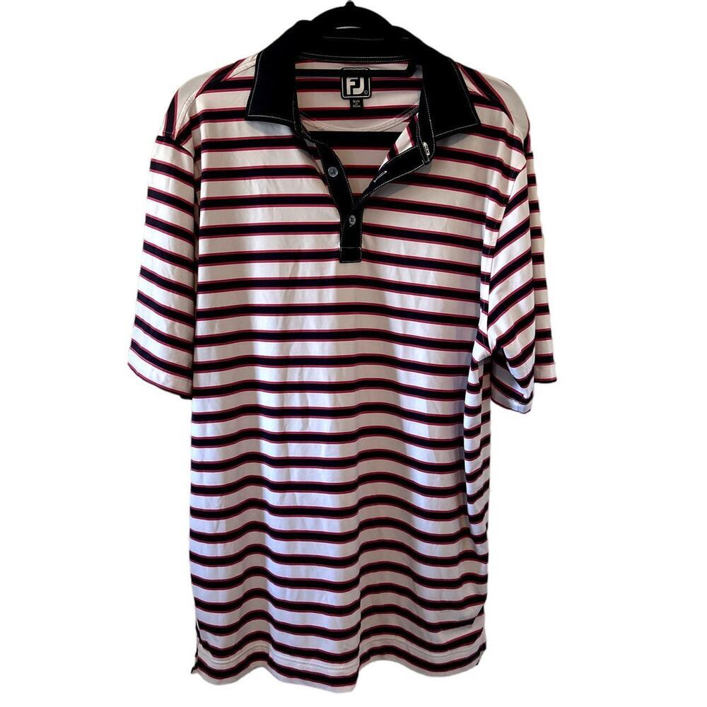 Footjoy Men's‎ Golf Polo Short Sleeve Blue Pink White Shirt Size Large